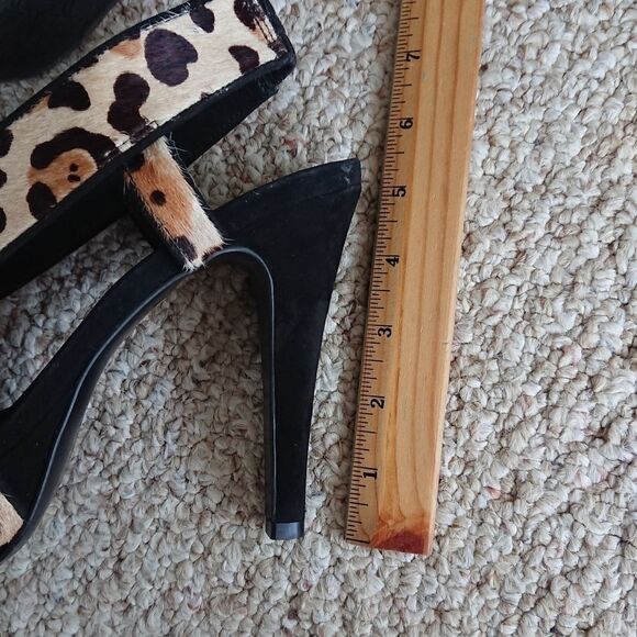 Diane Von Furstenberg Leopard Calf Skin/Suede Leopard peep toe Sling Back sz 8.5 - Picture 10 of 12
